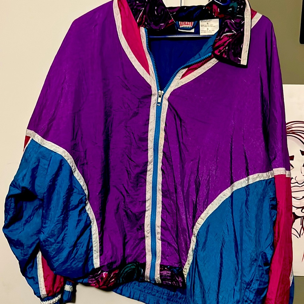 Blue , purple and white windbreaker
